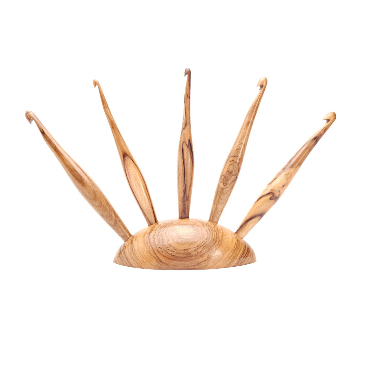 Teak 5 Hook Circular Display Hook Stand Furls