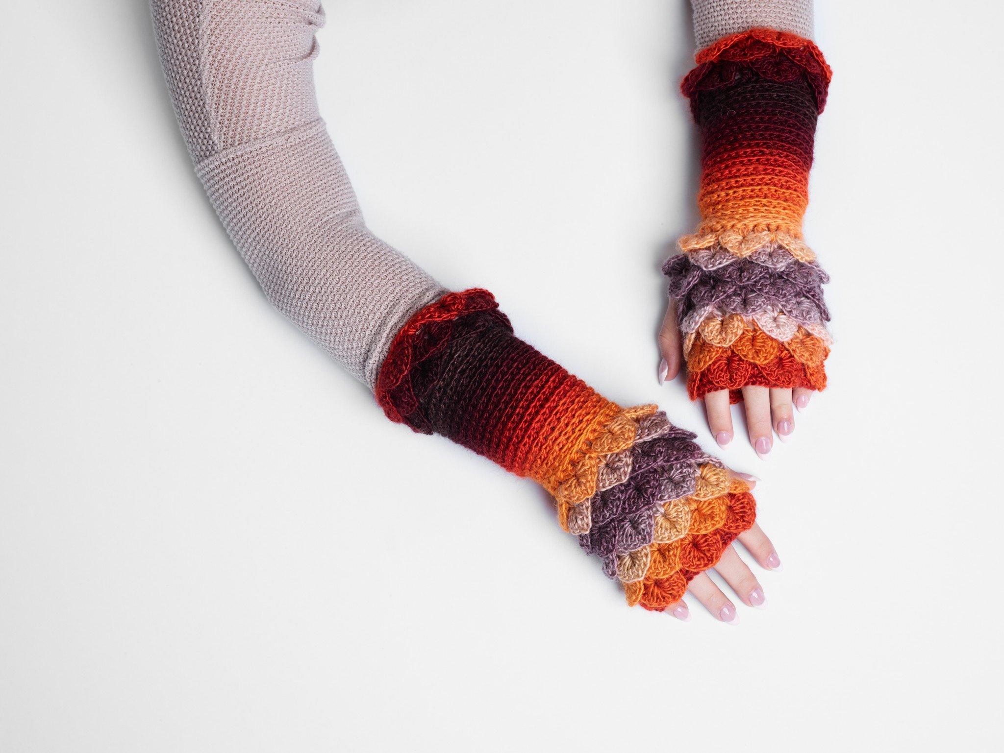 Free Crochet Pattern - Crocodile Stitch Fingerless Gloves