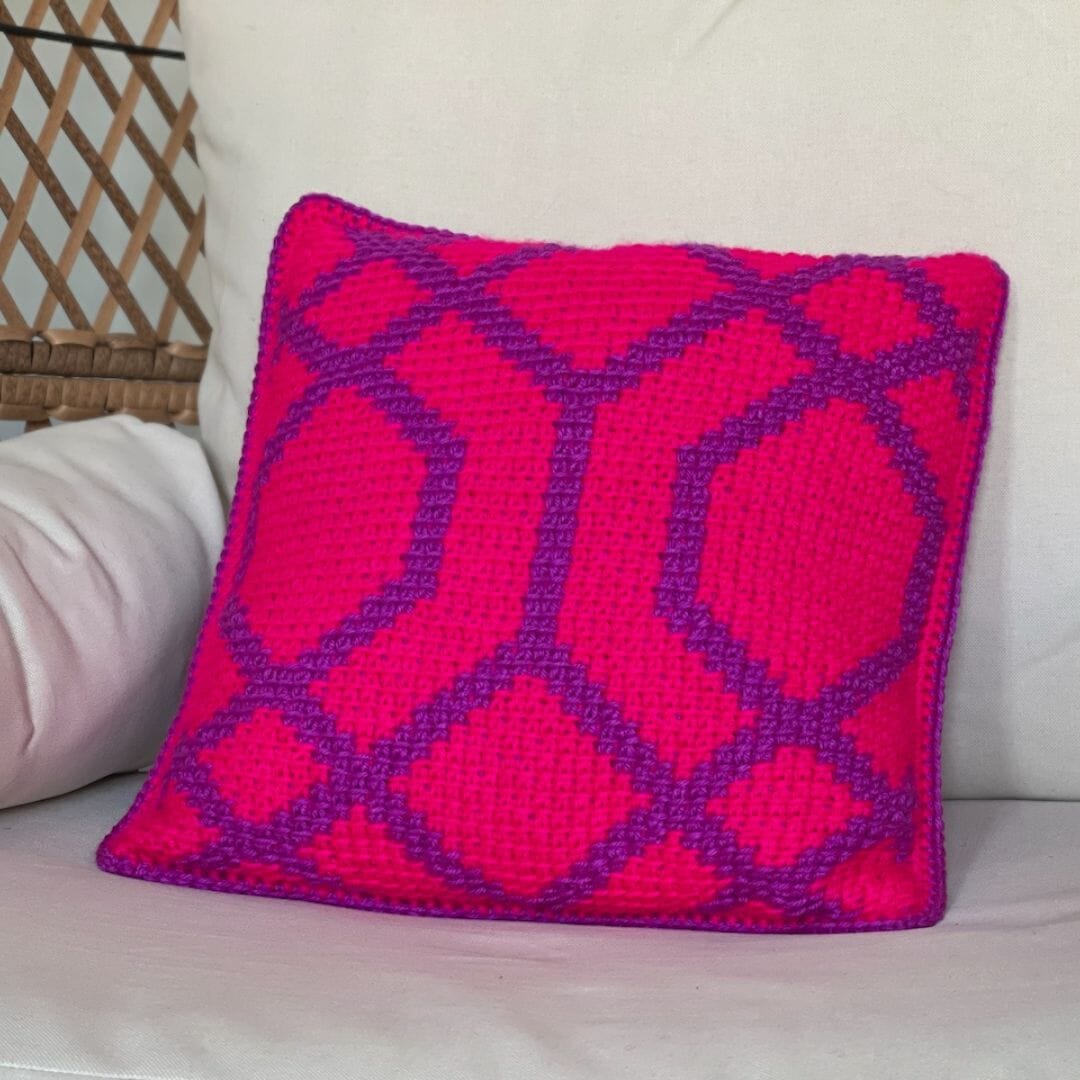 Free Crochet Pattern: Shuri Tunisian Pillow from Creations by Courtney
