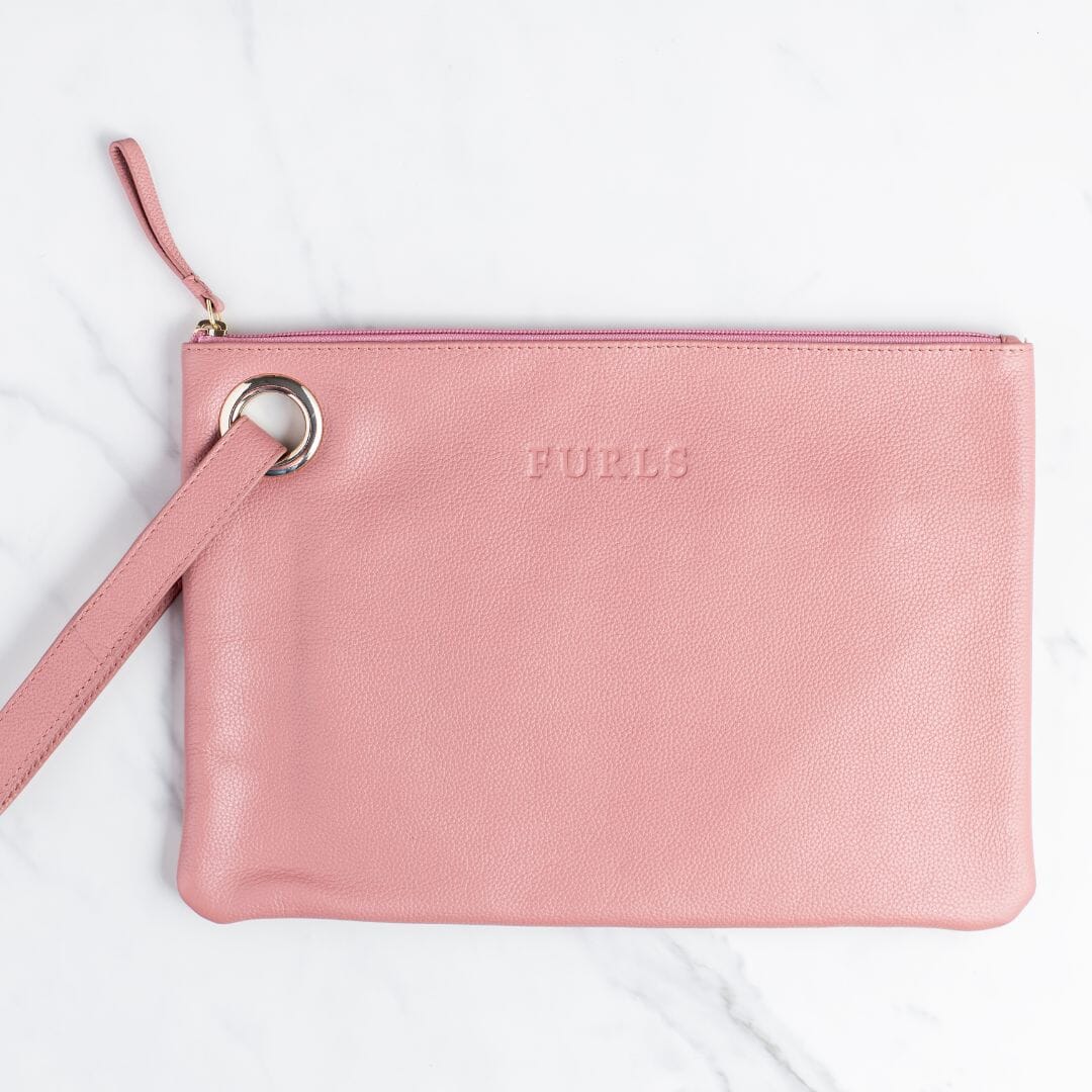 Blair Leather Hook Clutch Leather Accessories FurlsCrochet Pink 