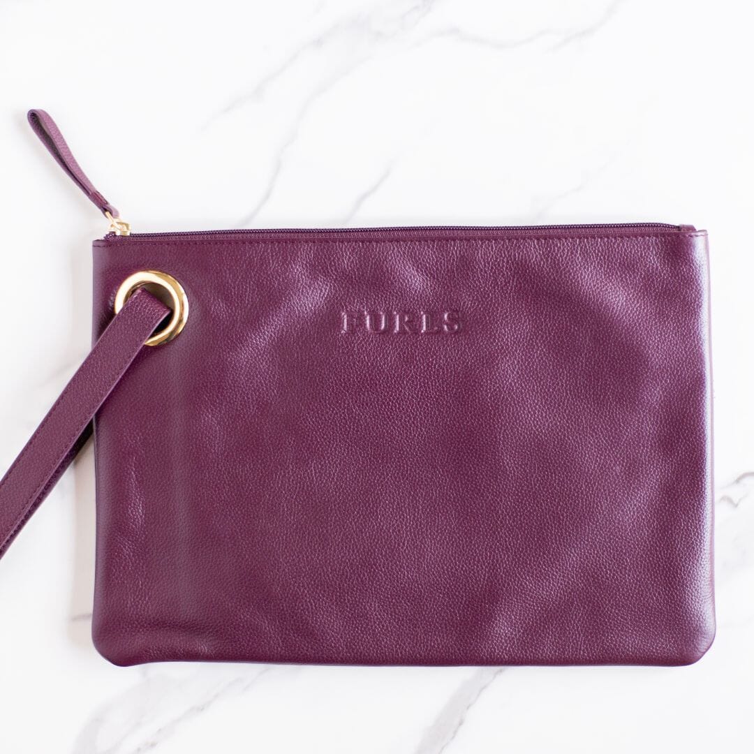 Blair Leather Hook Clutch Leather Accessories FurlsCrochet Plum 