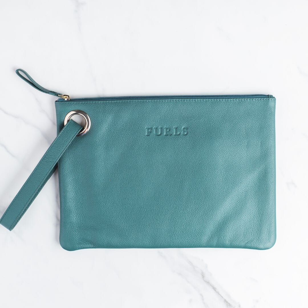 Blair Leather Hook Clutch Leather Accessories FurlsCrochet Teal 