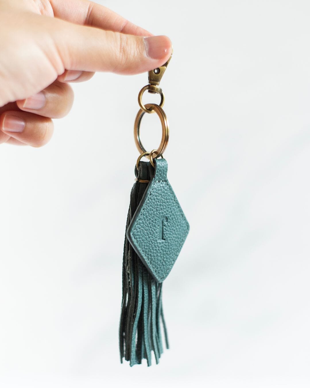 Darcy Leather Tassel Keychain Leather Accessories FurlsCrochet Teal 