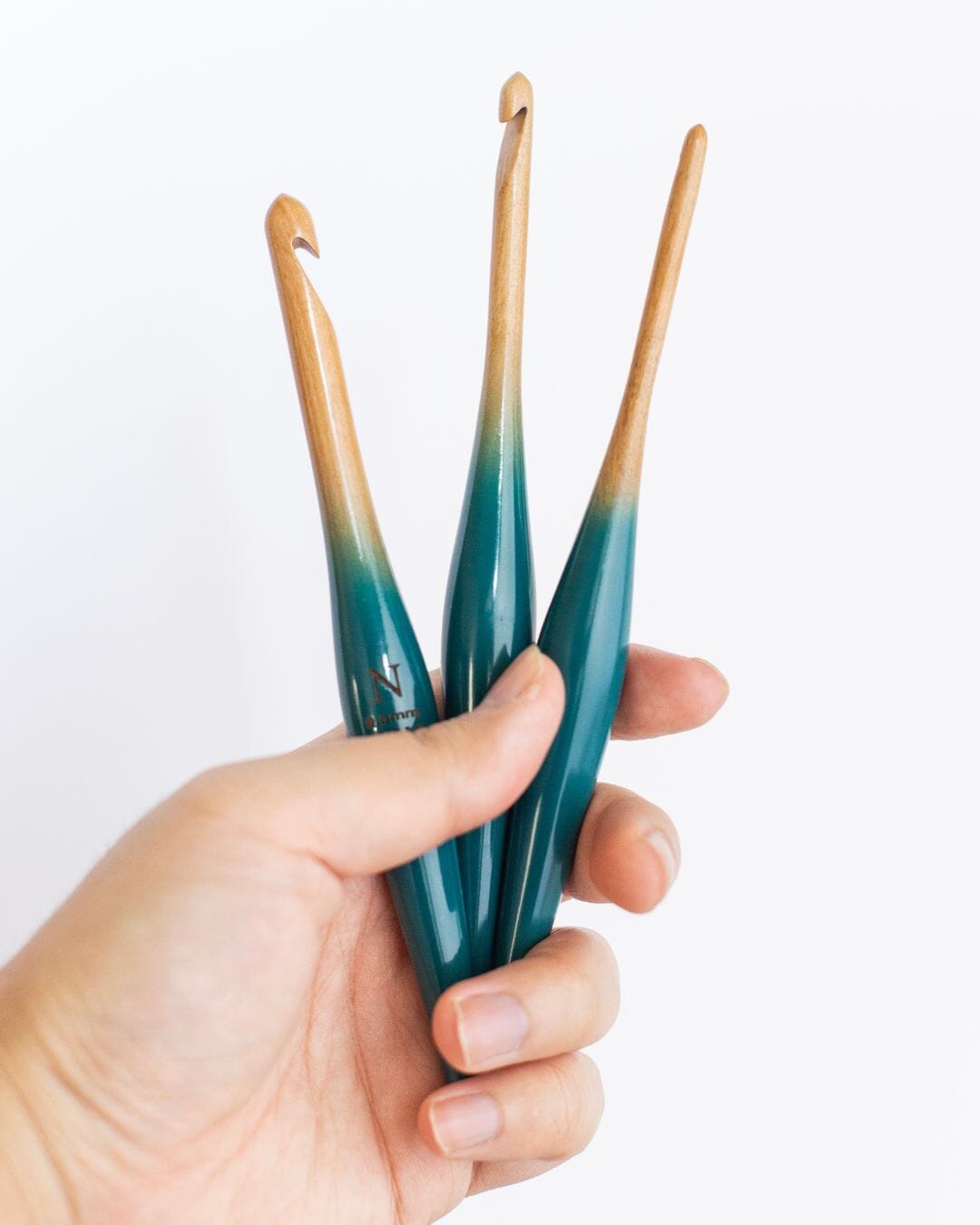 Limited Edition Teal Streamline Wood Ombre Crochet Hooks FurlsCrochet 